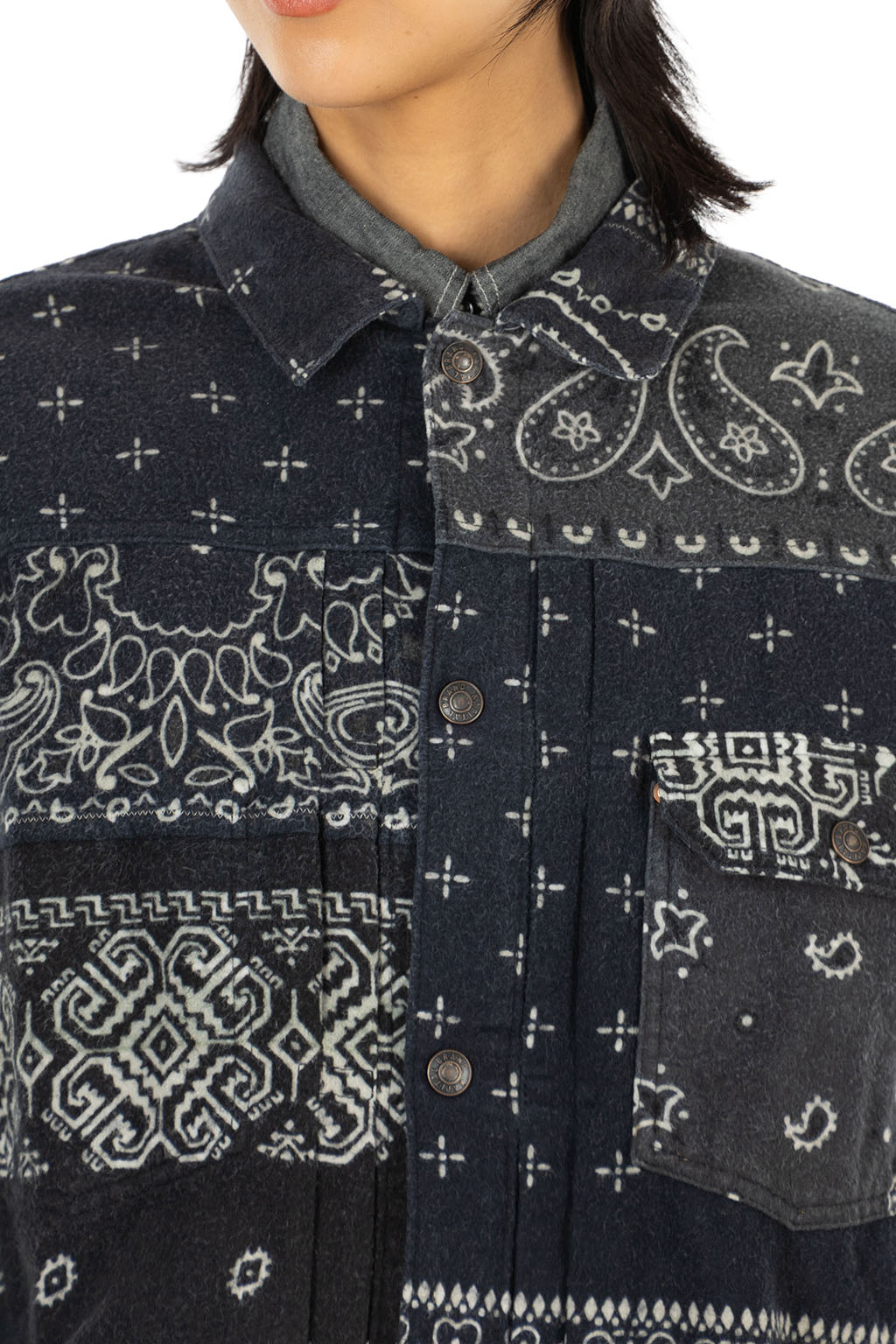 Kapital Flannel Reversible Bandana 1st JKT - Black x Khaki