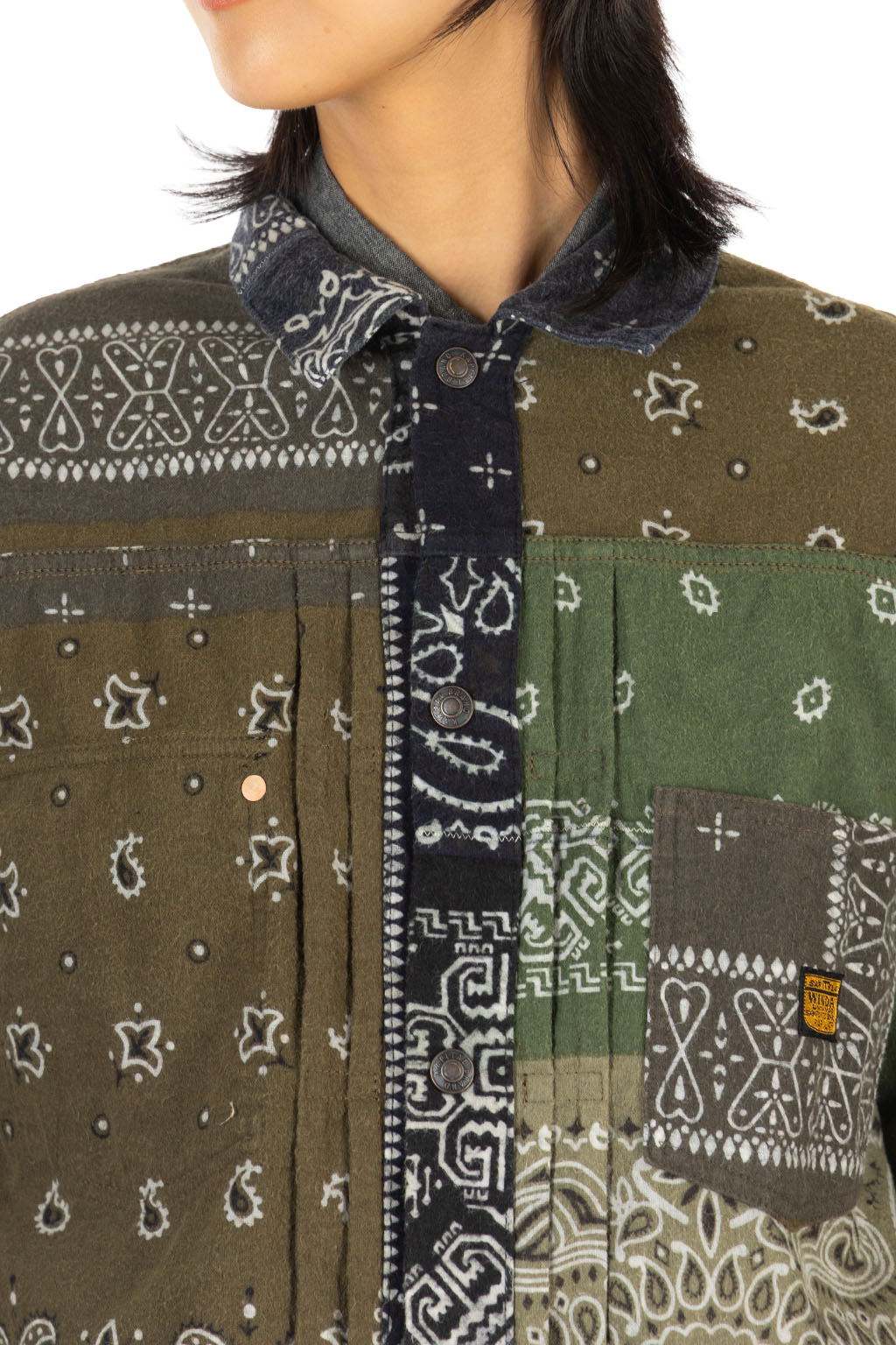 Kapital Flannel Reversible Bandana 1st JKT - Black x Khaki