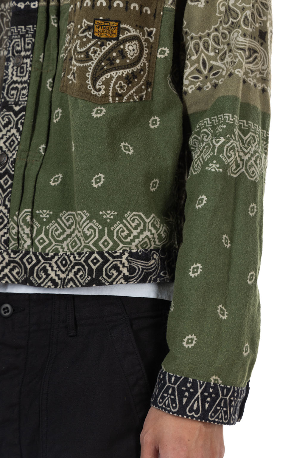 Kapital Flannel Reversible Bandana 1st JKT - Black x Khaki