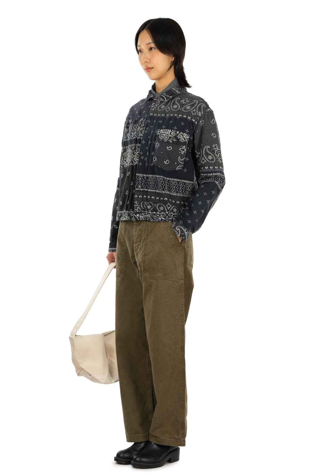 Kapital Flannel Reversible Bandana 1st JKT - Black x Khaki