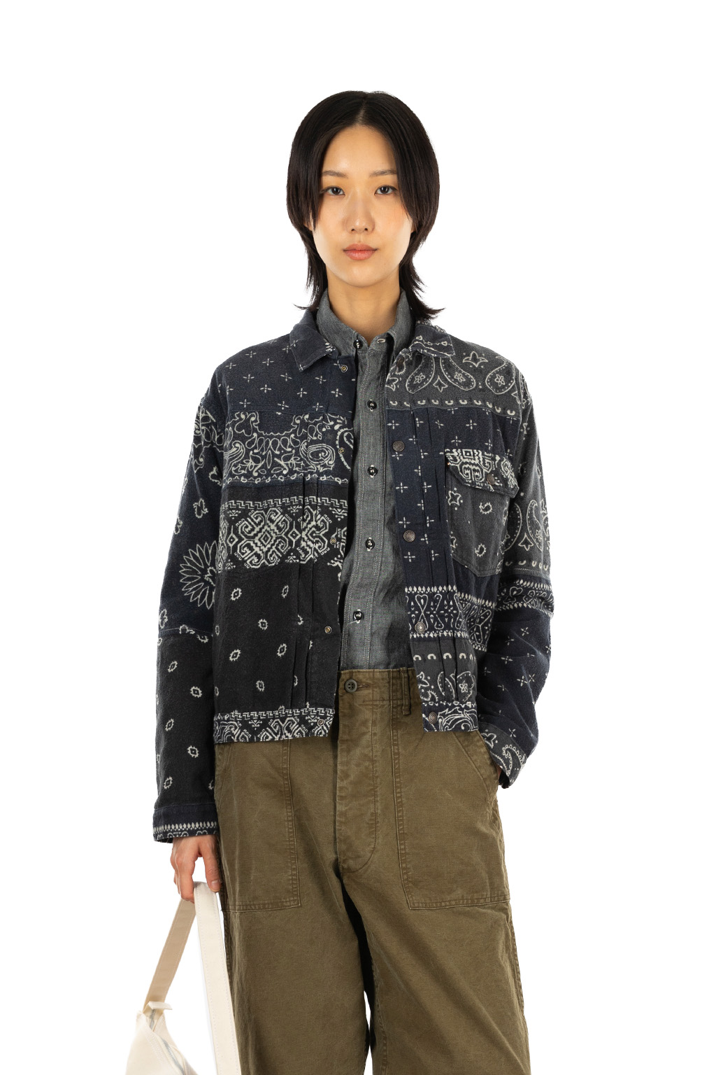 Kapital Flannel Reversible Bandana 1st JKT - Black x Khaki