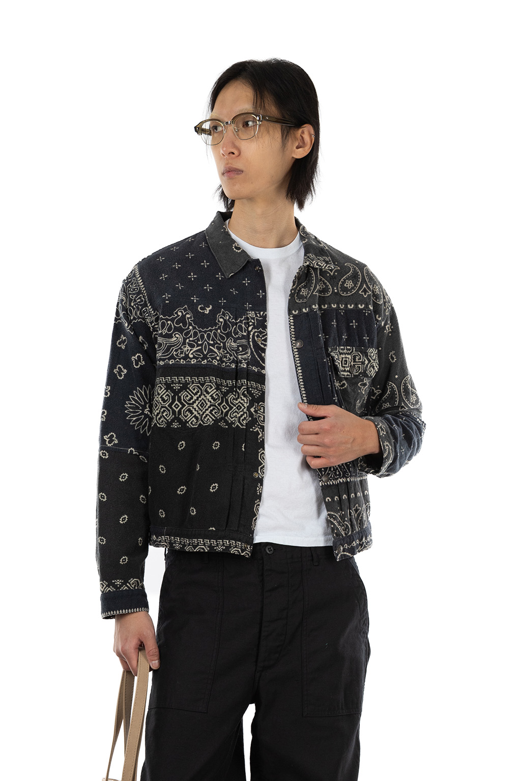Kapital Flannel Reversible Bandana 1st JKT - Black x Khaki