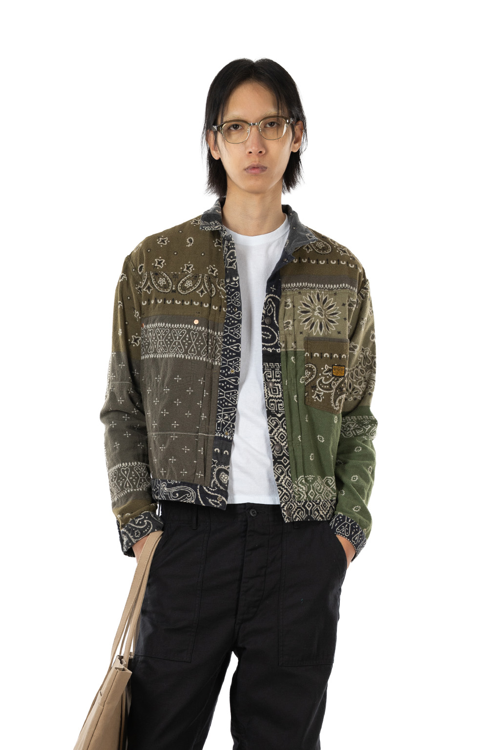 Kapital Flannel Reversible Bandana 1st JKT - Black x Khaki