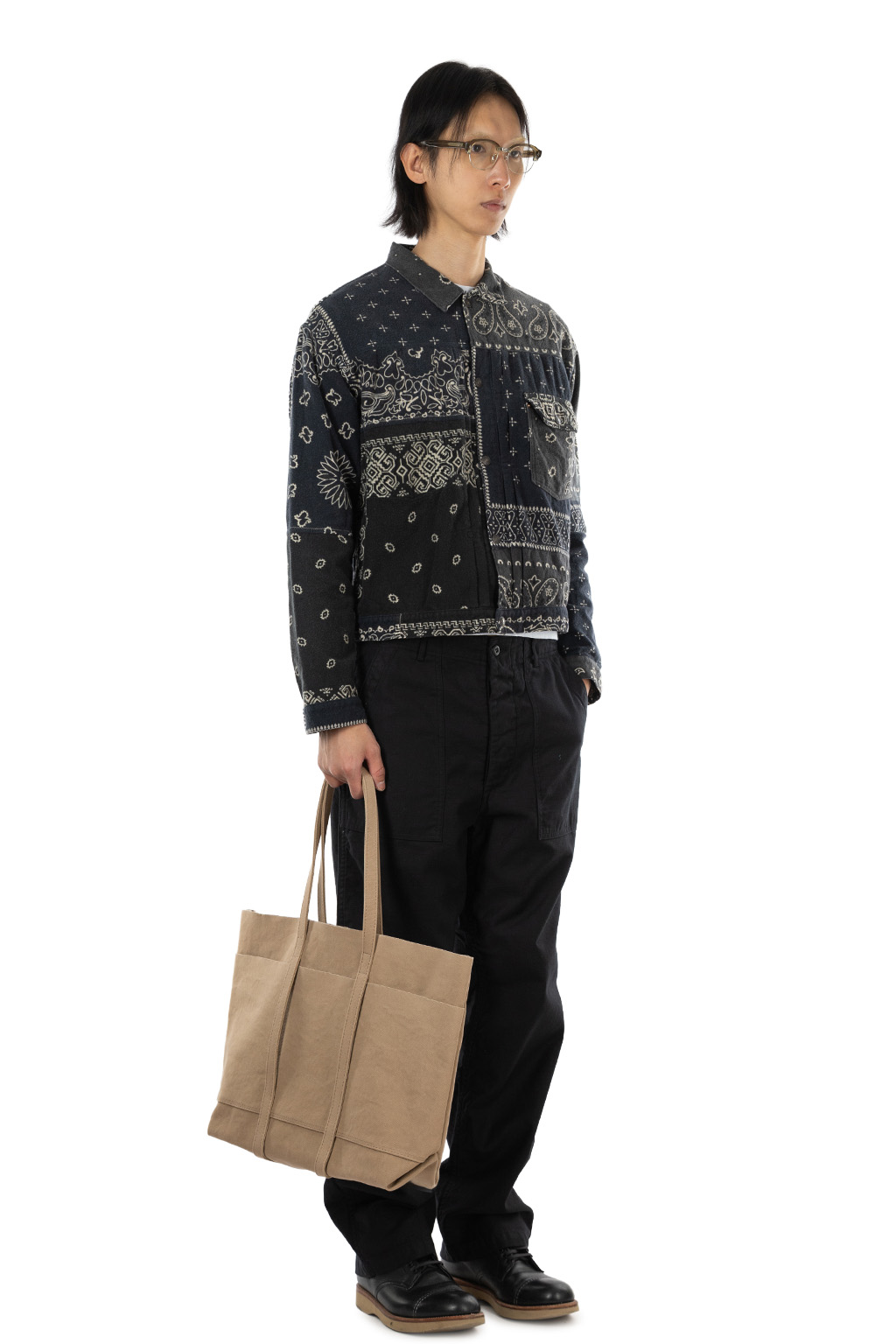 Kapital Flannel Reversible Bandana 1st JKT - Black x Khaki