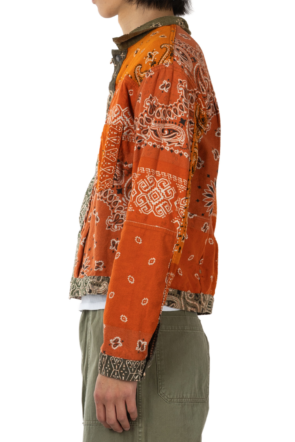 Kapital - Flannel Reversible Bandana 1st JKT - Khaki x Orange