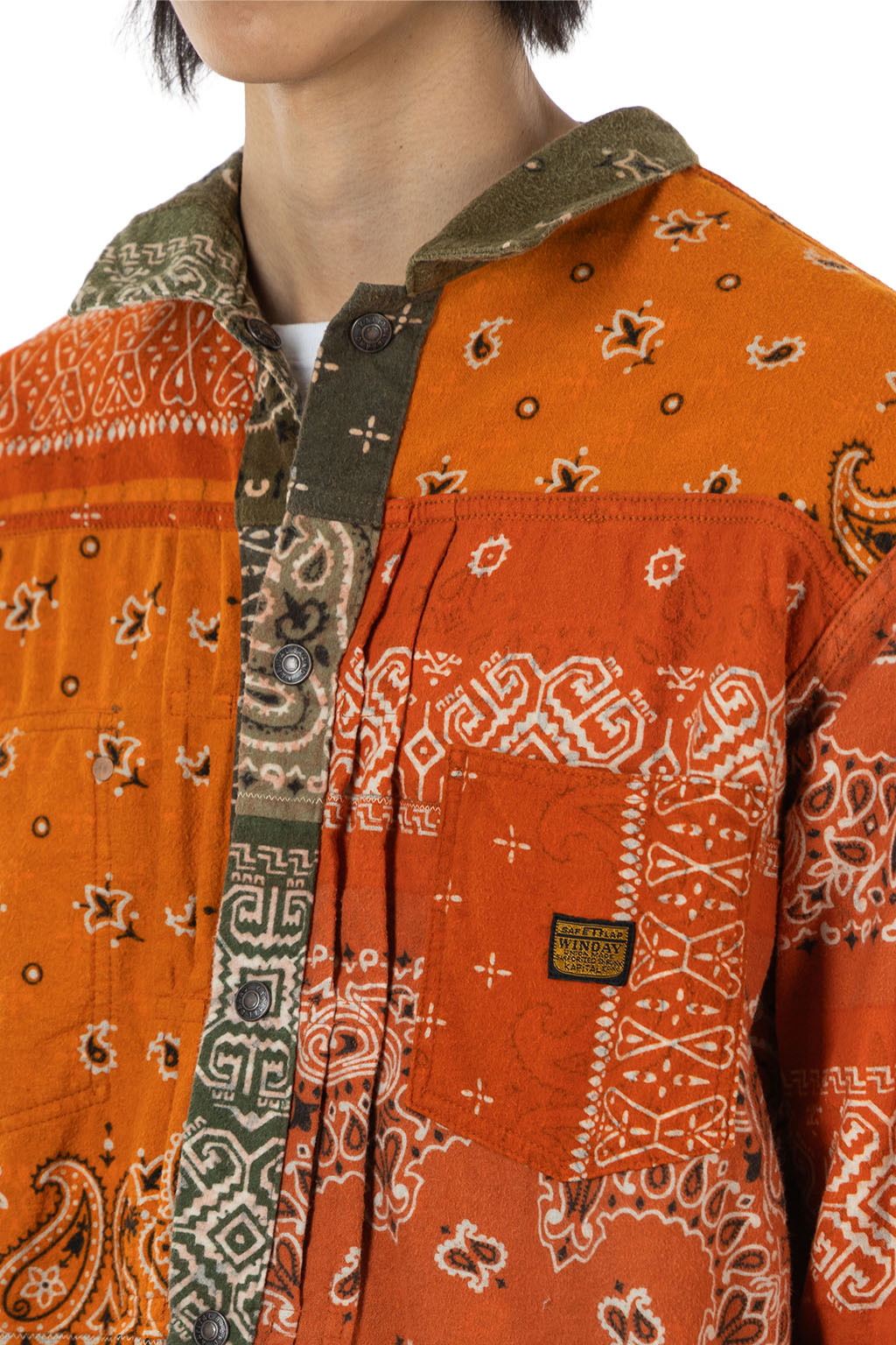 Kapital - Flannel Reversible Bandana 1st JKT - Khaki x Orange