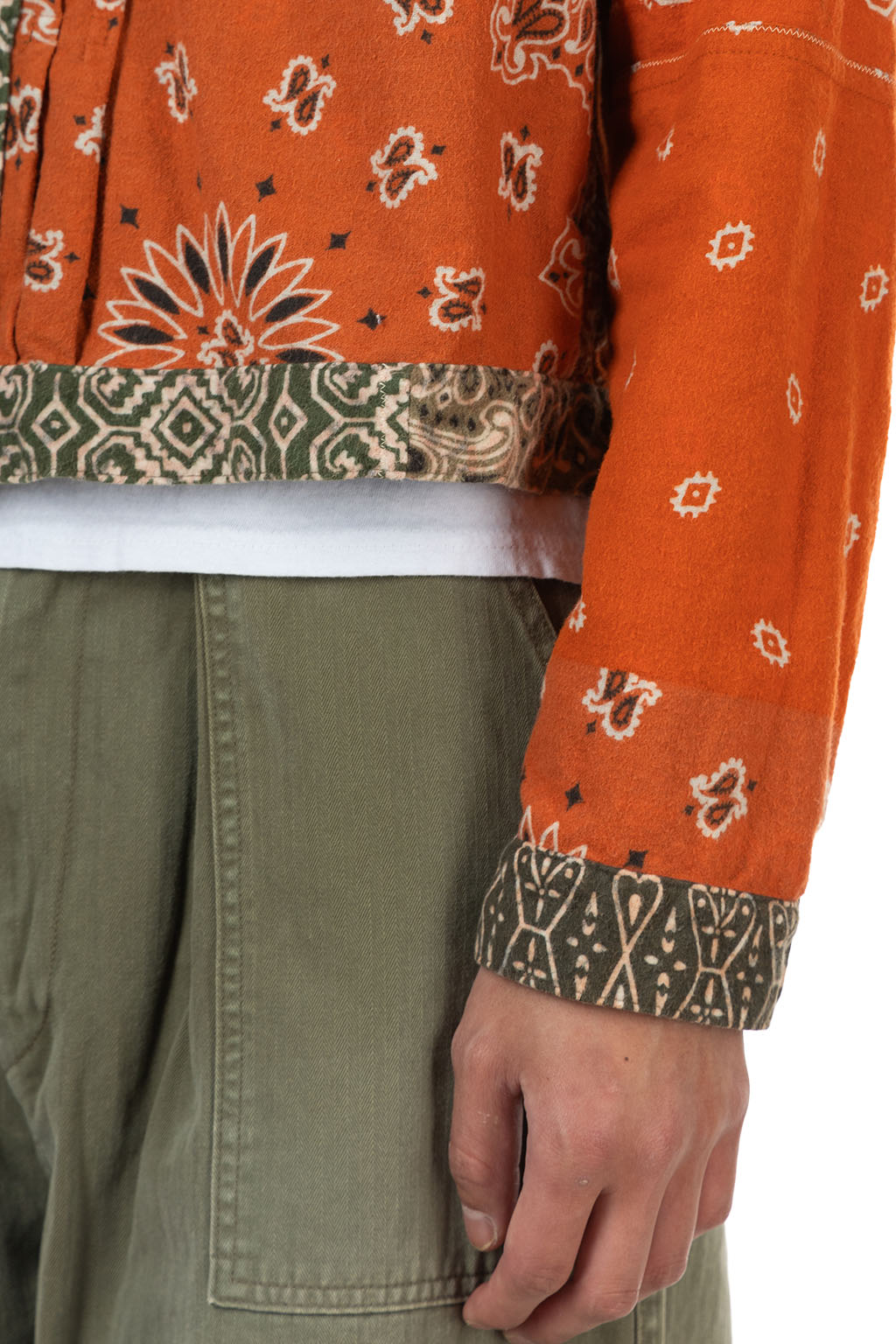 Kapital - Flannel Reversible Bandana 1st JKT - Khaki x Orange