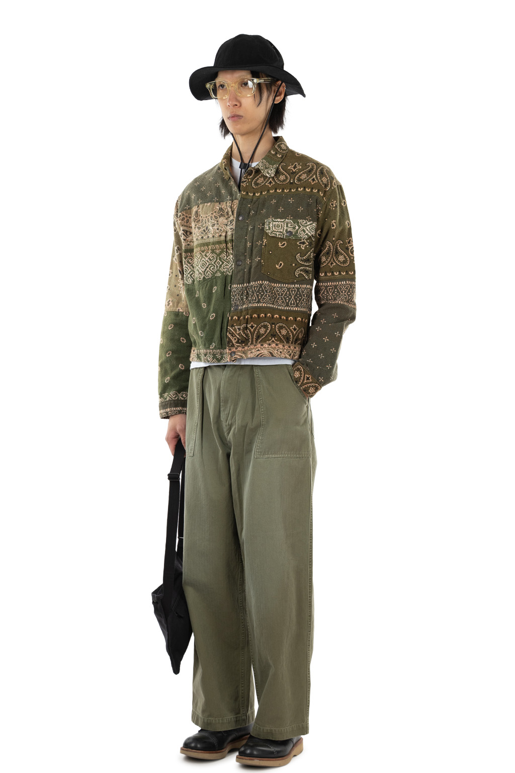 Kapital - Flannel Reversible Bandana 1st JKT - Khaki x Orange