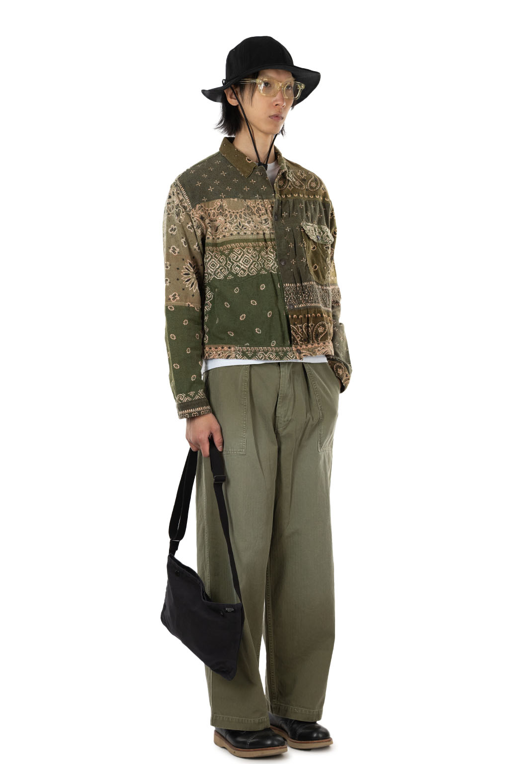 Kapital - Flannel Reversible Bandana 1st JKT - Khaki x Orange