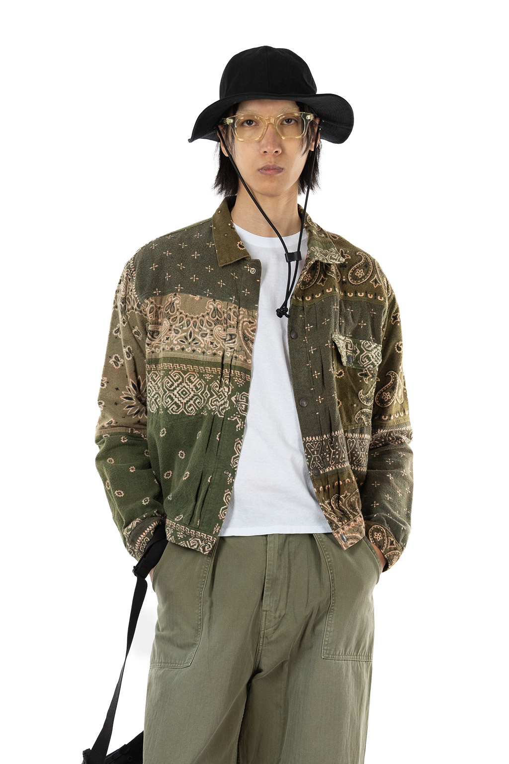 Kapital - Flannel Reversible Bandana 1st JKT - Khaki x Orange