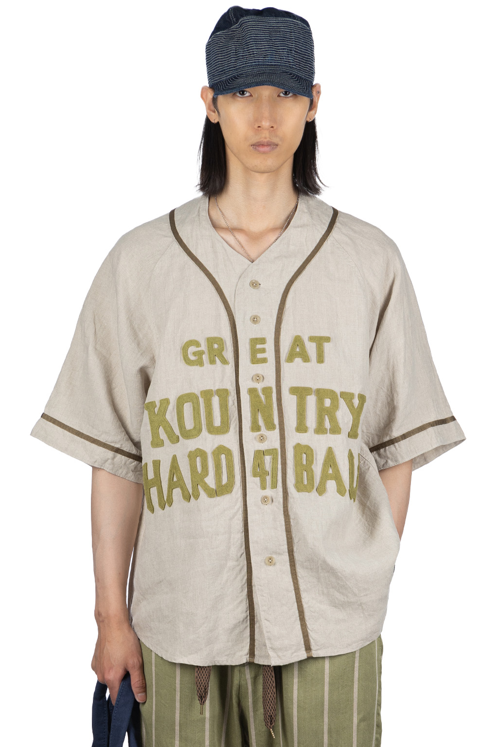 Kapital | French Linen GREAT KOUNTRY Baseball Shirt - Beige | Men