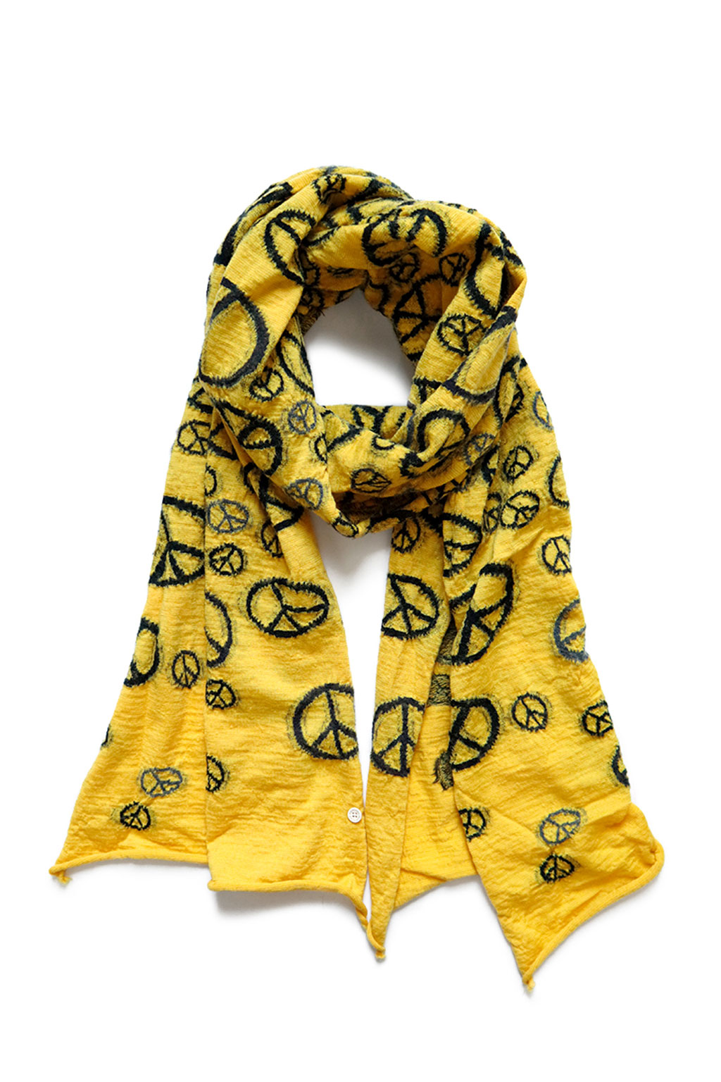 Kapital Fulling Wool HAPPY Scarf PEACE  - Yellow