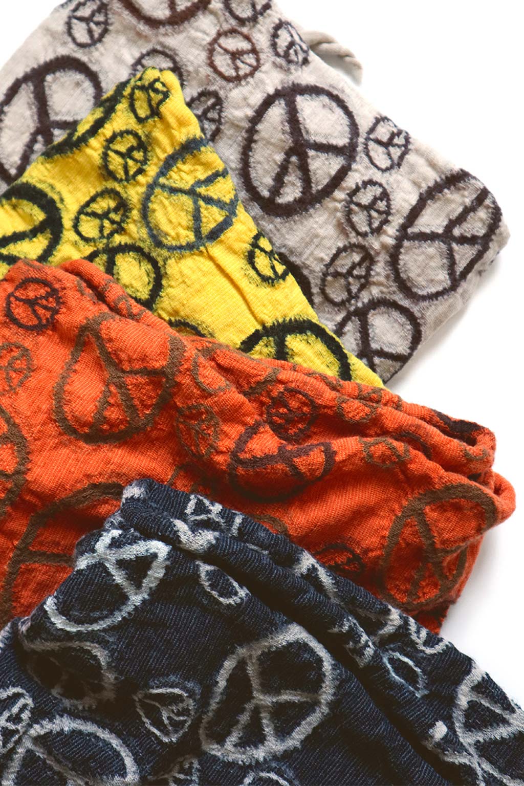 Kapital Fulling Wool HAPPY Scarf PEACE  - Yellow