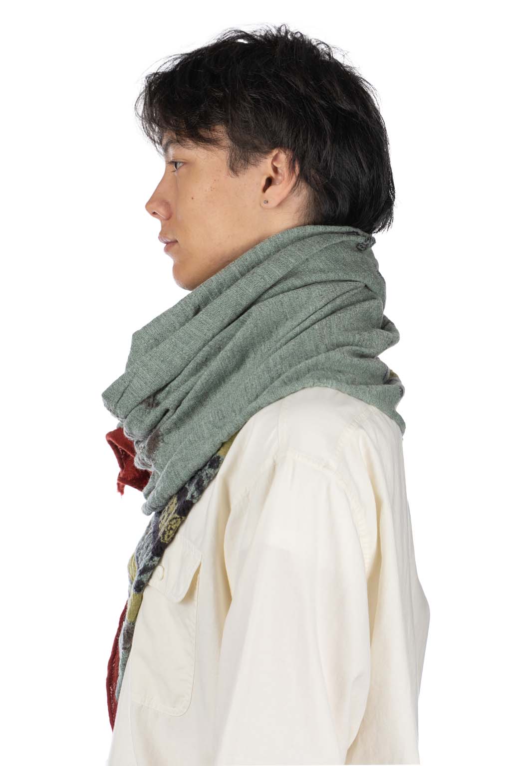 Kapital - Fulling Wool Scarf COPTIC SKULL-Green