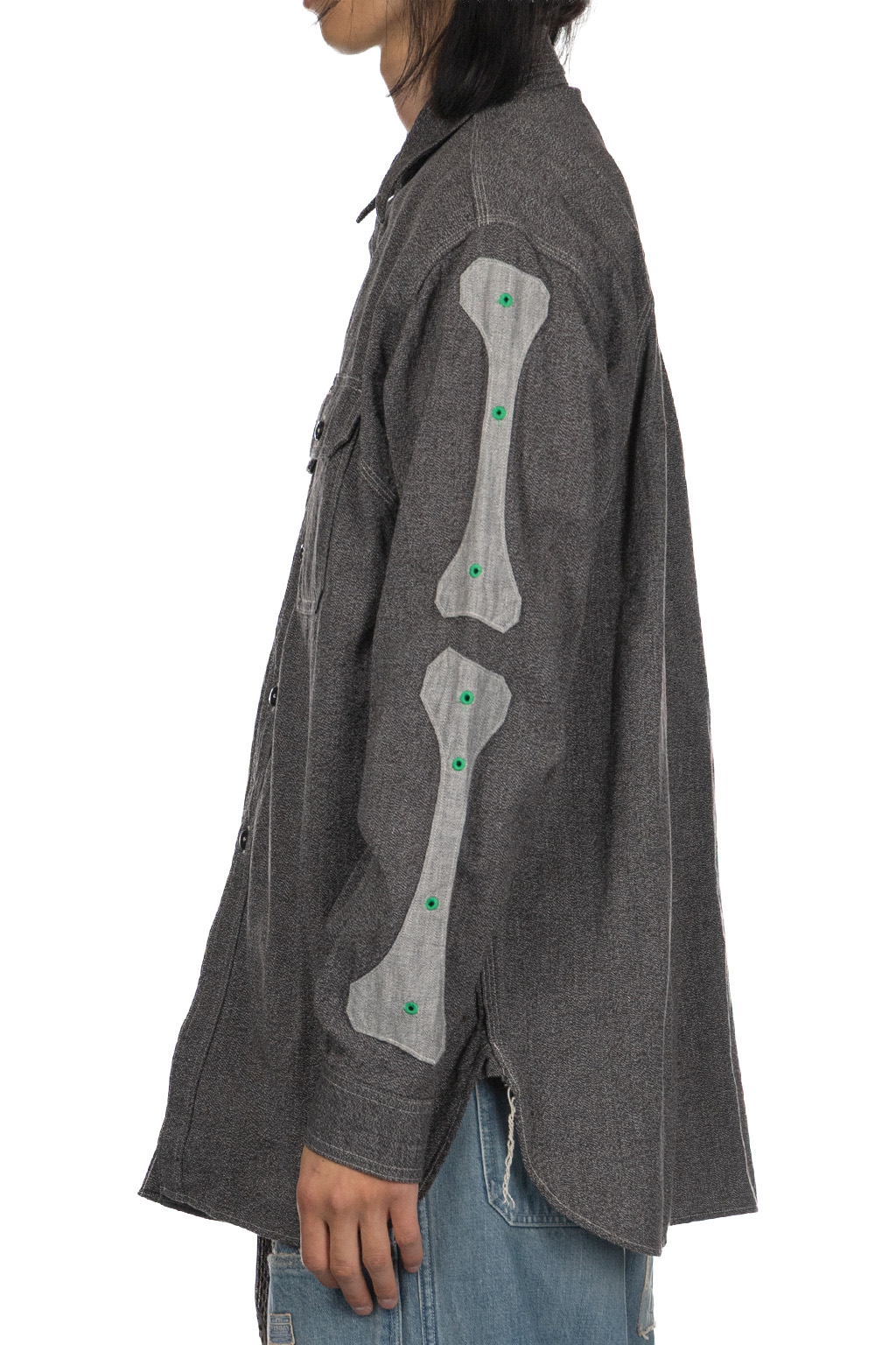 Kapital - Grandrelle 2TONES BONE PATCH Ventilator Workshirt - Charcoal