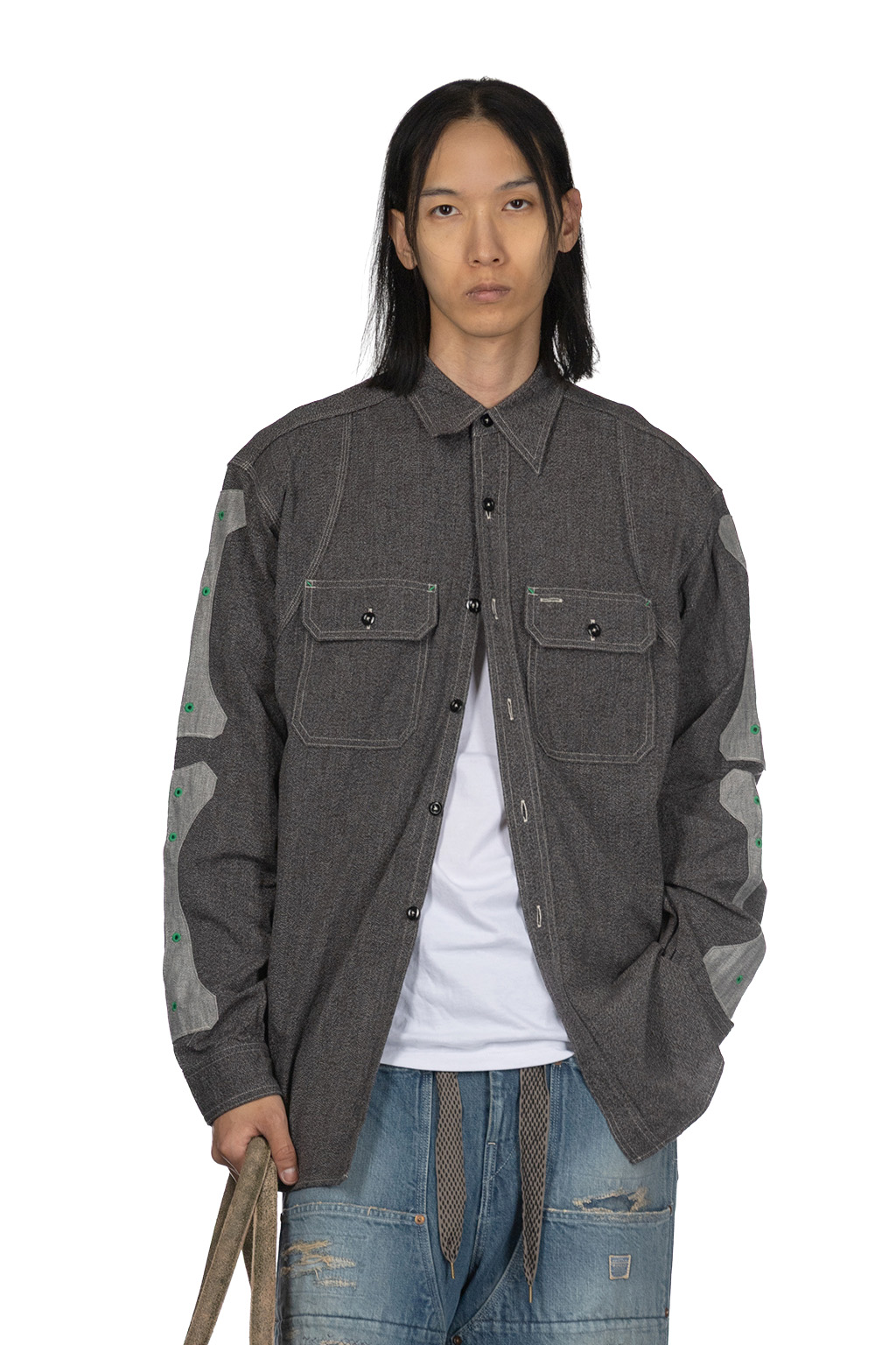 Kapital - Grandrelle 2TONES BONE PATCH Ventilator Workshirt - Charcoal