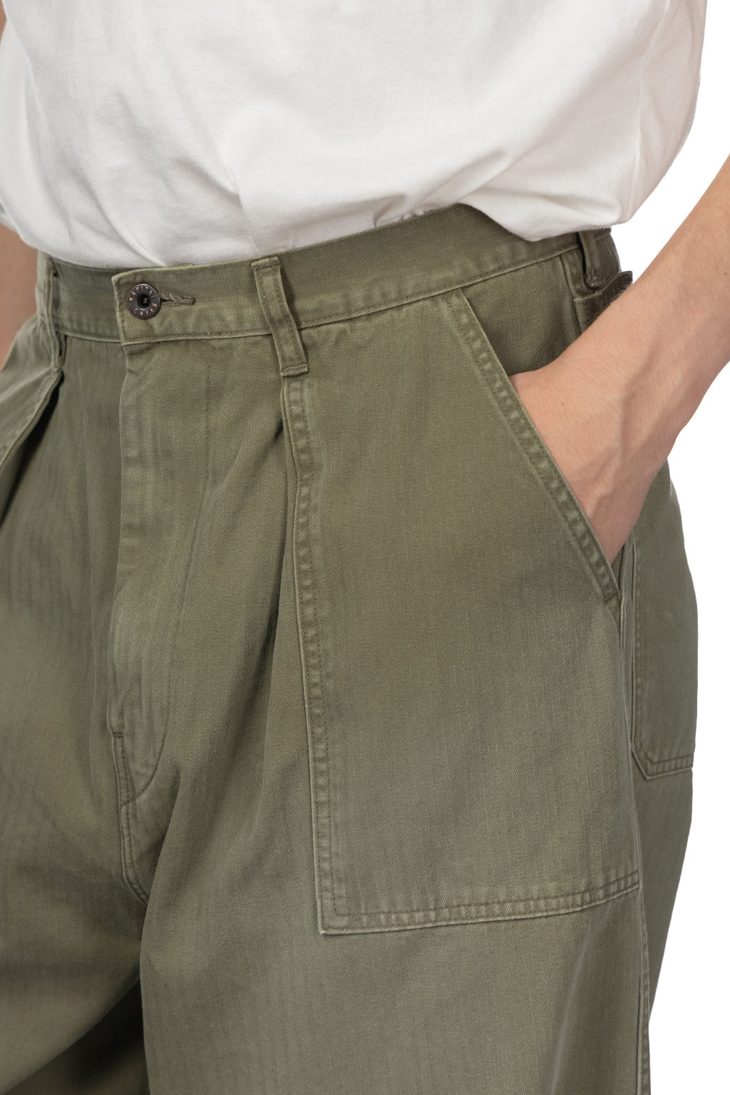 Kapital - Herringbone FATIGUE Baggy Pants - Khaki