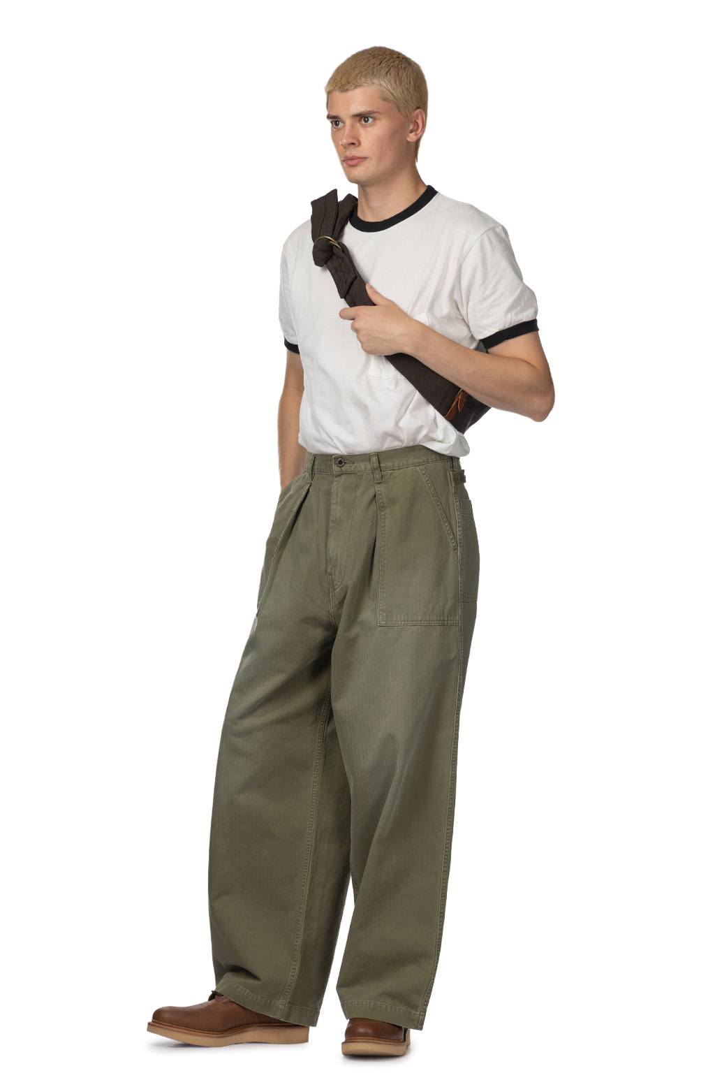 Kapital - Herringbone FATIGUE Baggy Pants - Khaki
