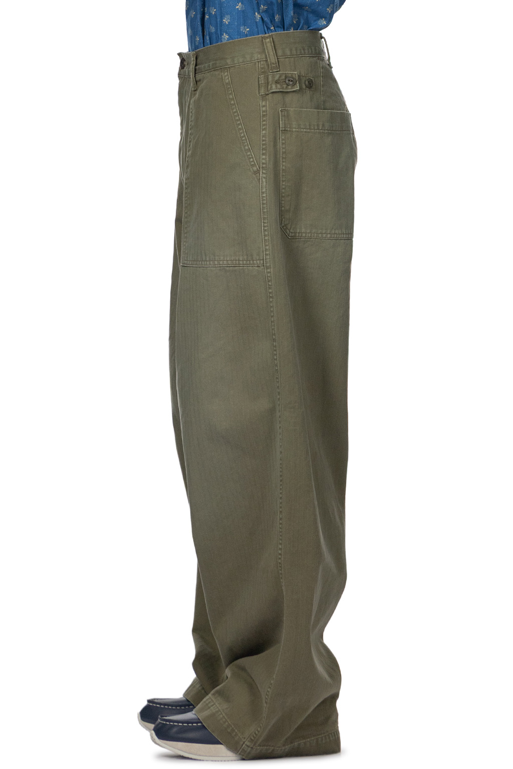 Kapital - Herringbone FATIGUE Baggy Pants - Khaki