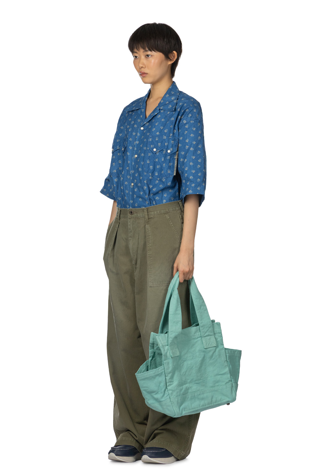 Kapital - Herringbone FATIGUE Baggy Pants - Khaki