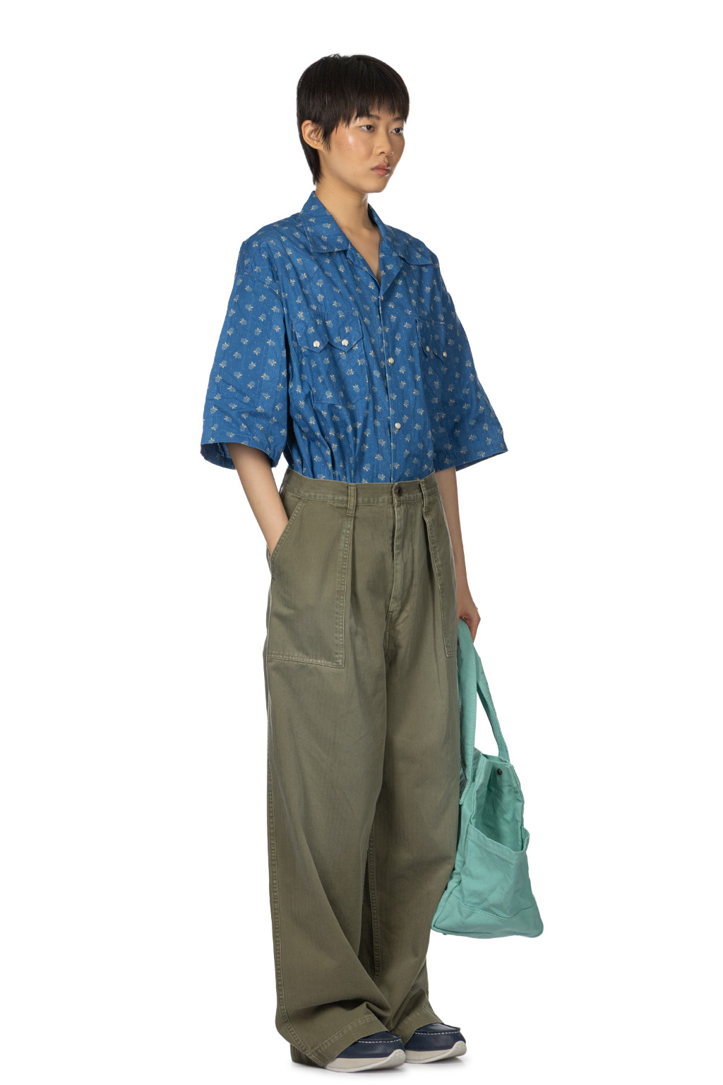 Kapital - Herringbone FATIGUE Baggy Pants - Khaki