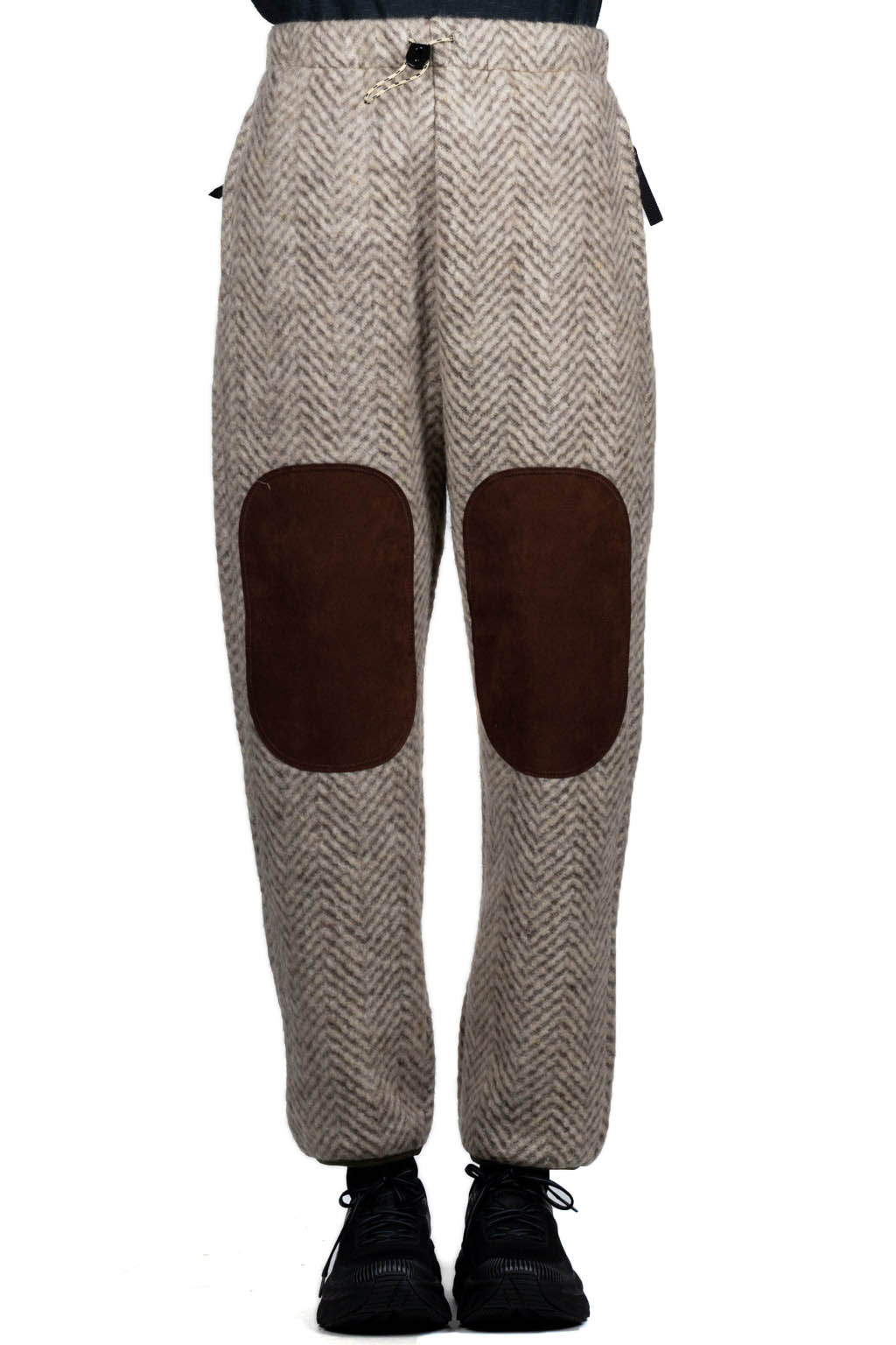 Kapital Herringbone Heavy Fleece Easy Pants - Beige x Khaki