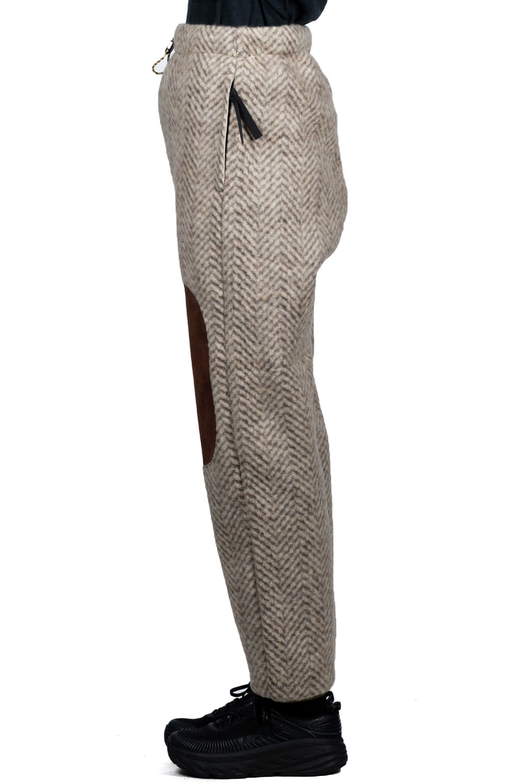 Kapital Herringbone Heavy Fleece Easy Pants - Beige x Khaki