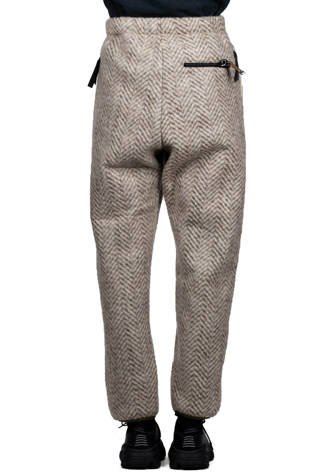 Kapital Herringbone Heavy Fleece Easy Pants - Beige x Khaki