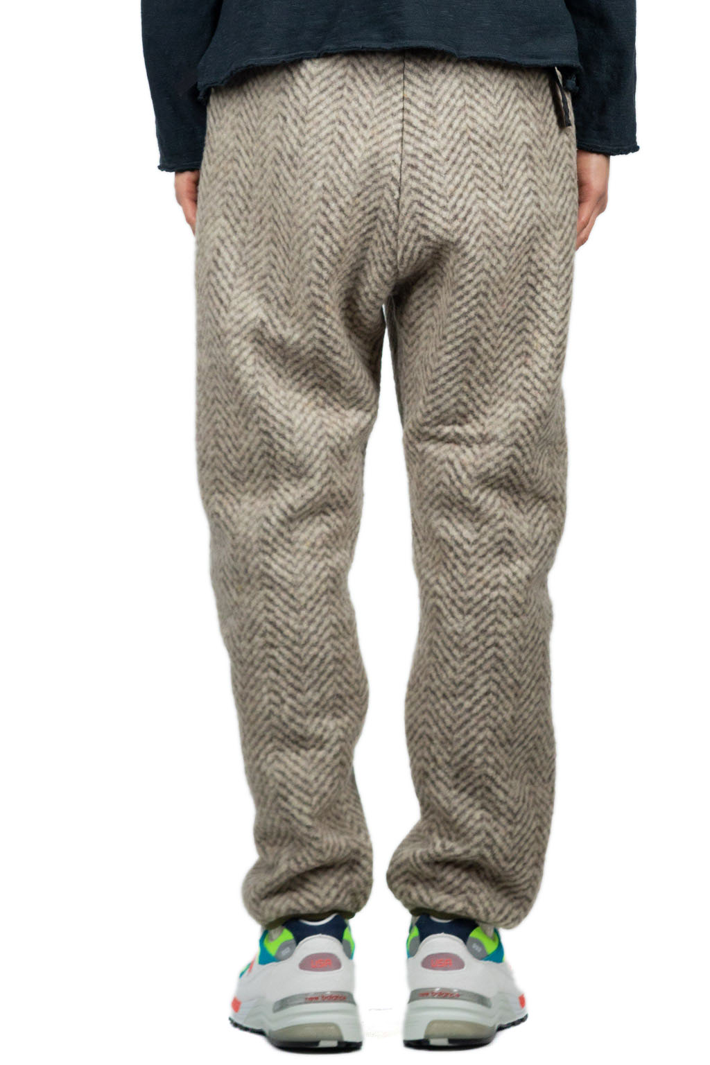 Kapital Herringbone Heavy Fleece Easy Pants - Beige x Khaki