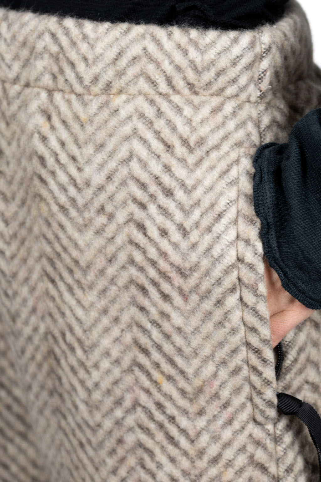 Kapital Herringbone Heavy Fleece Easy Pants - Beige x Khaki