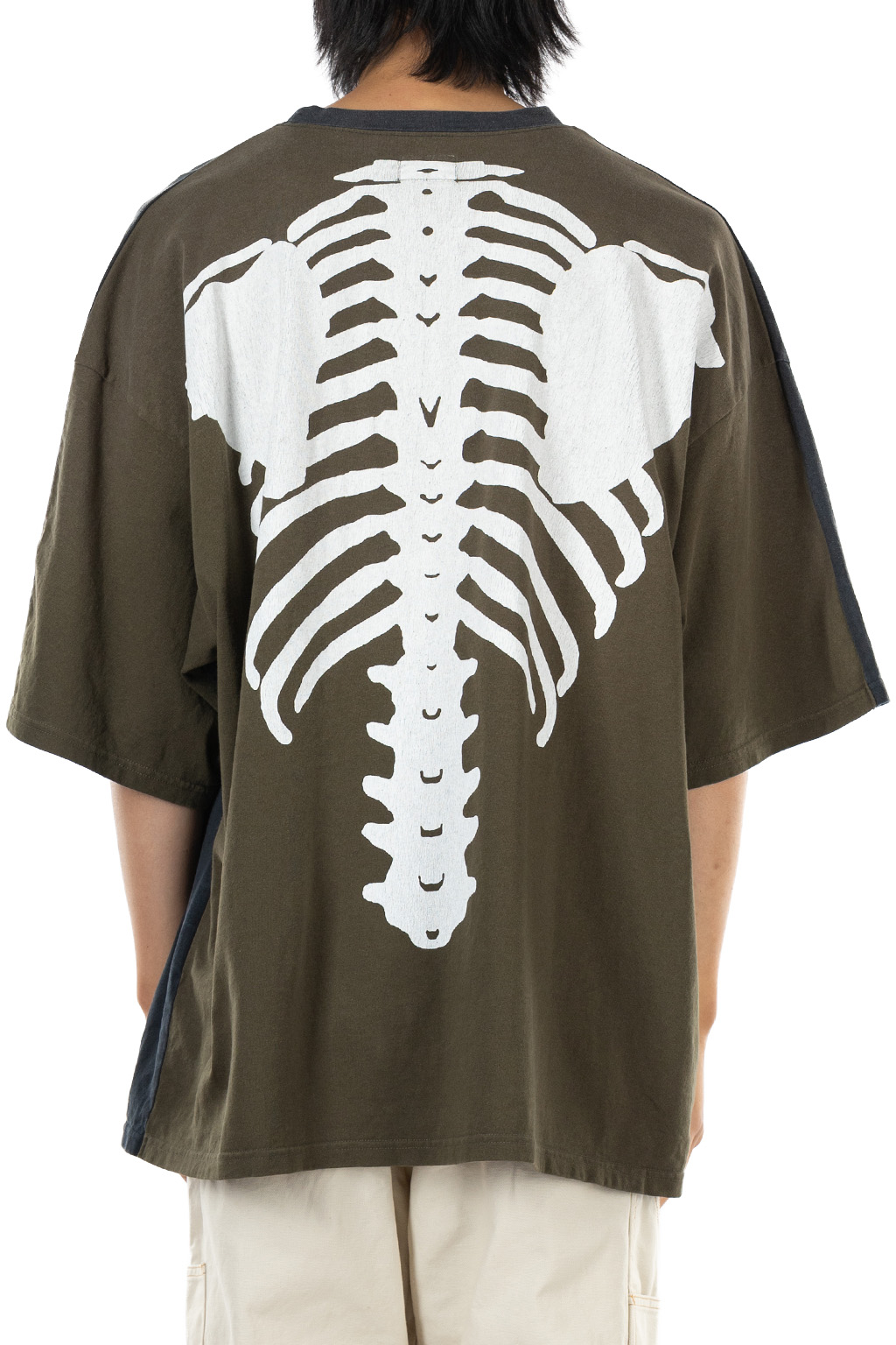 Kapital Jersey 2TONES BIG Pocket T (BONE) - Black x Khaki