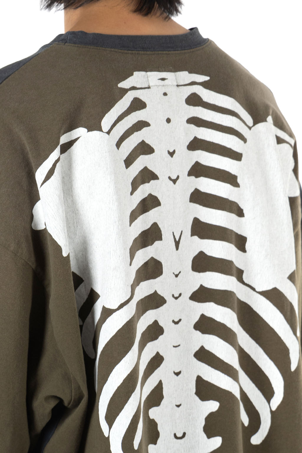 Kapital Jersey 2TONES BIG Pocket T (BONE) - Black x Khaki
