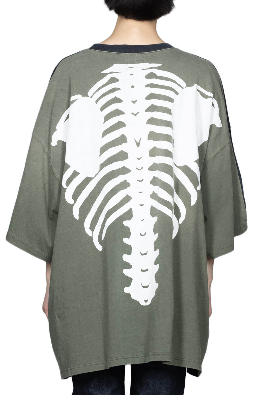 Kapital Jersey 2TONES BIG Pocket T (BONE) - Black x Khaki