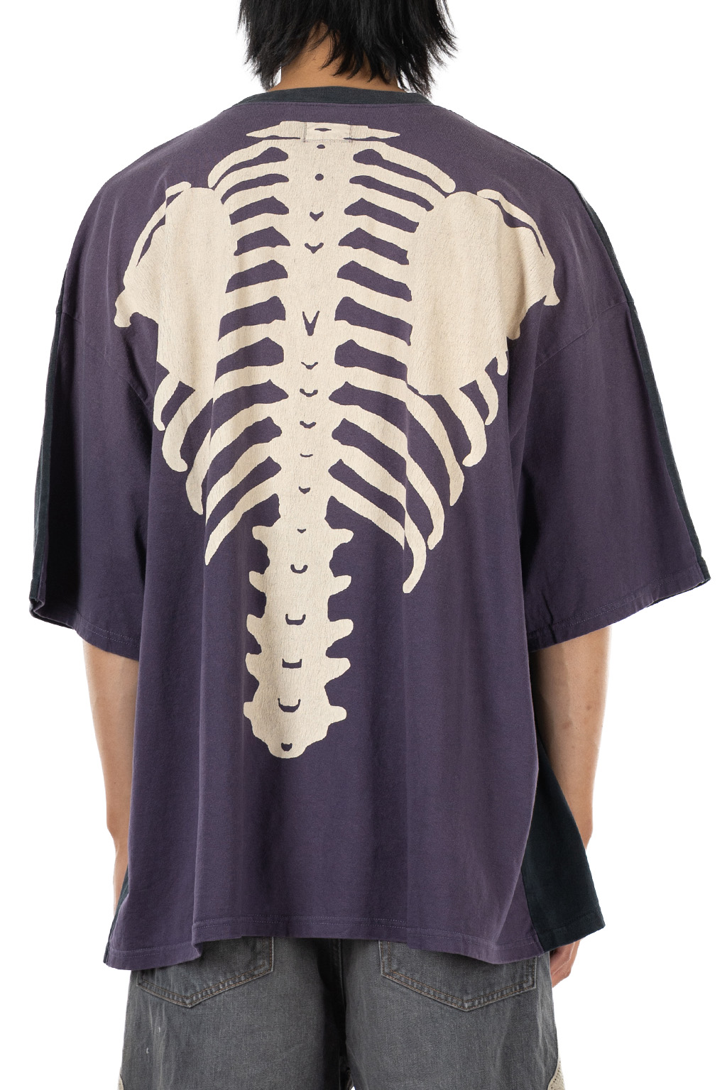 Kapital Jersey 2TONES BIG Pocket T (BONE) - Black x Purple