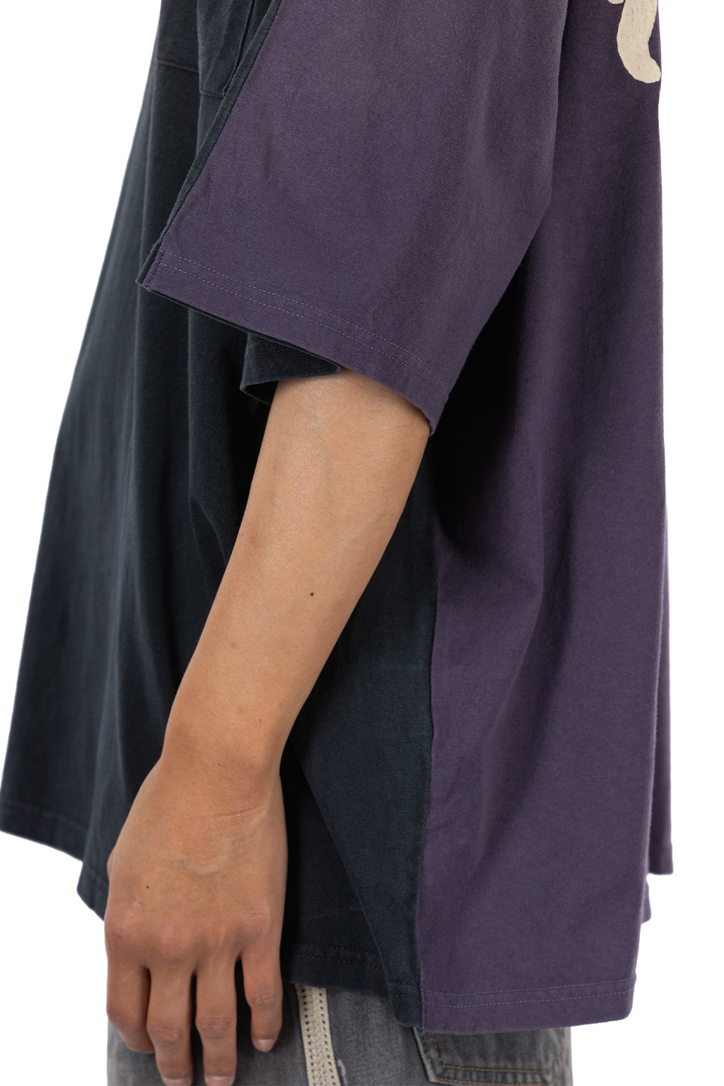 Kapital Jersey 2TONES BIG Pocket T (BONE) - Black x Purple