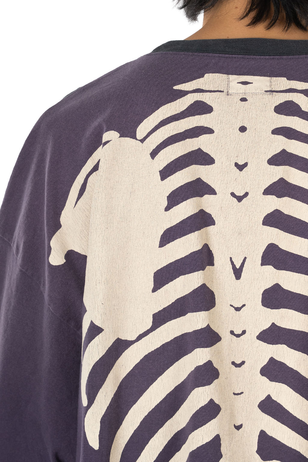 Kapital Jersey 2TONES BIG Pocket T (BONE) - Black x Purple