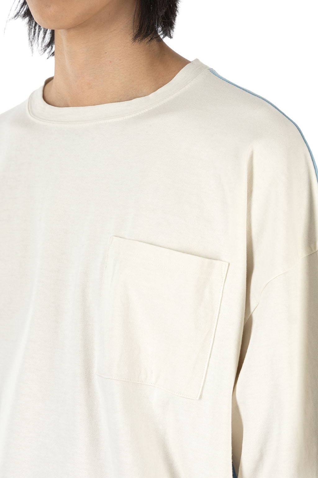 Kapital - Jersey 2TONES BIG Pocket T (BONE) - Natural x Sax