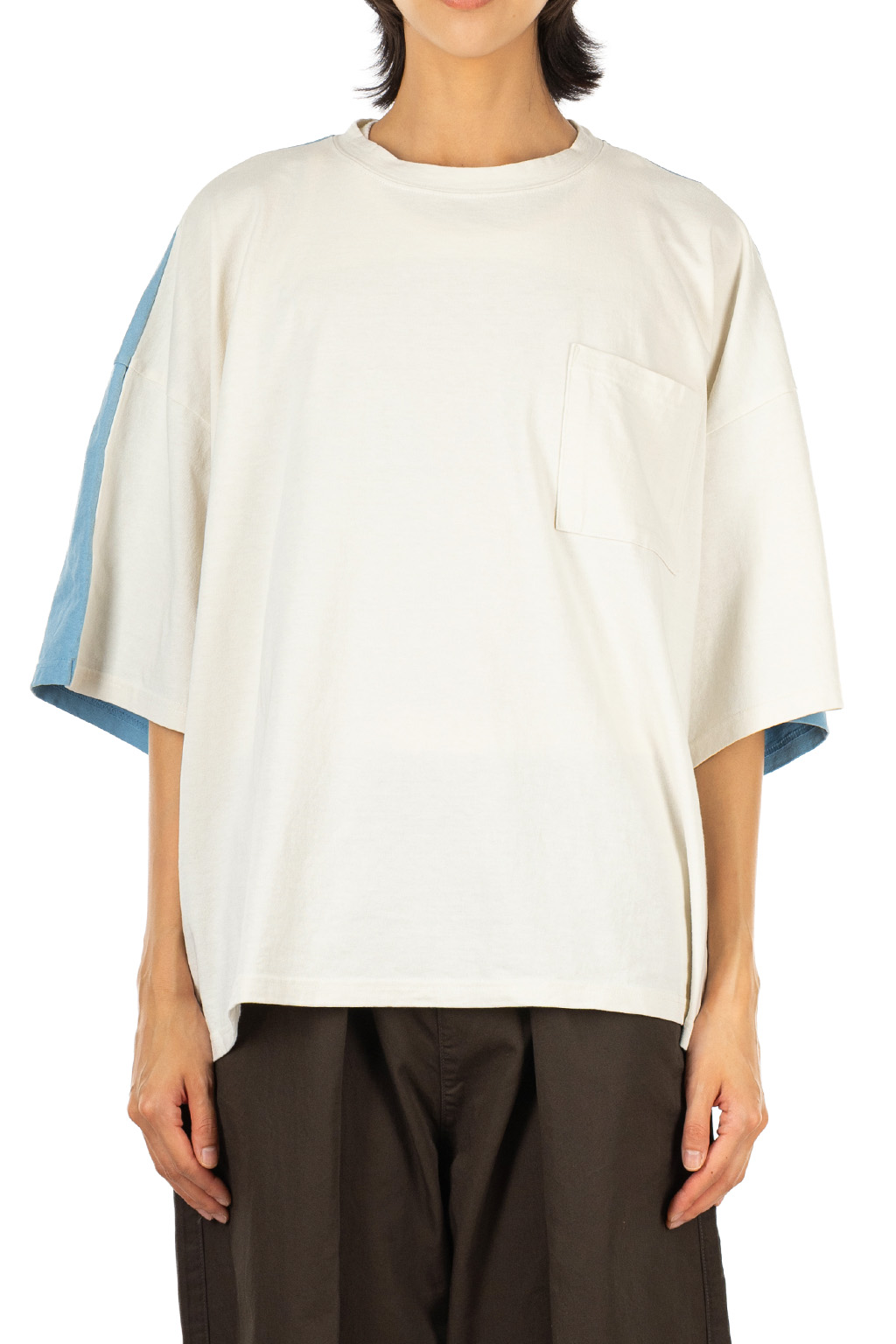 Kapital - Jersey 2TONES BIG Pocket T (BONE) - Natural x Sax