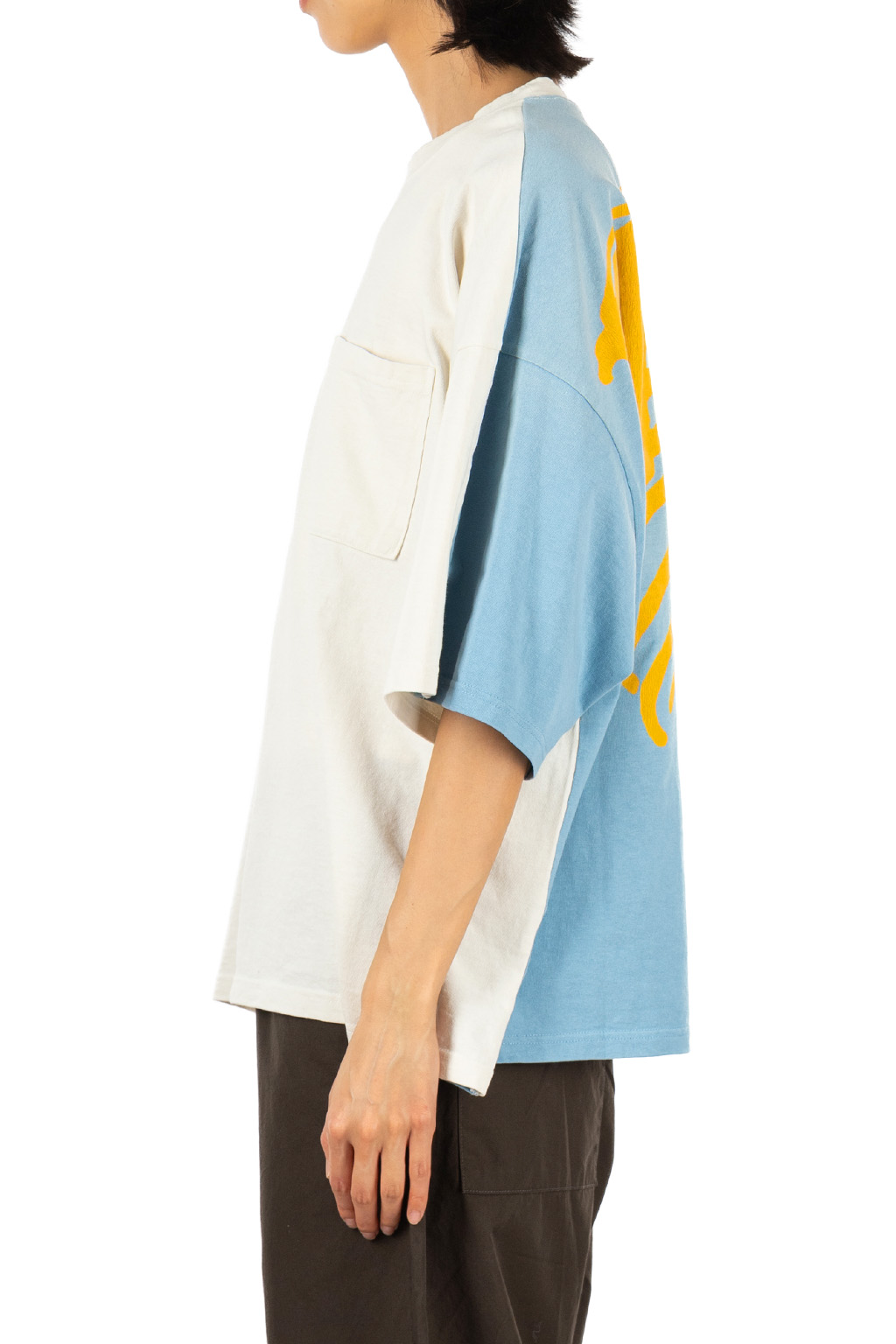 Kapital - Jersey 2TONES BIG Pocket T (BONE) - Natural x Sax
