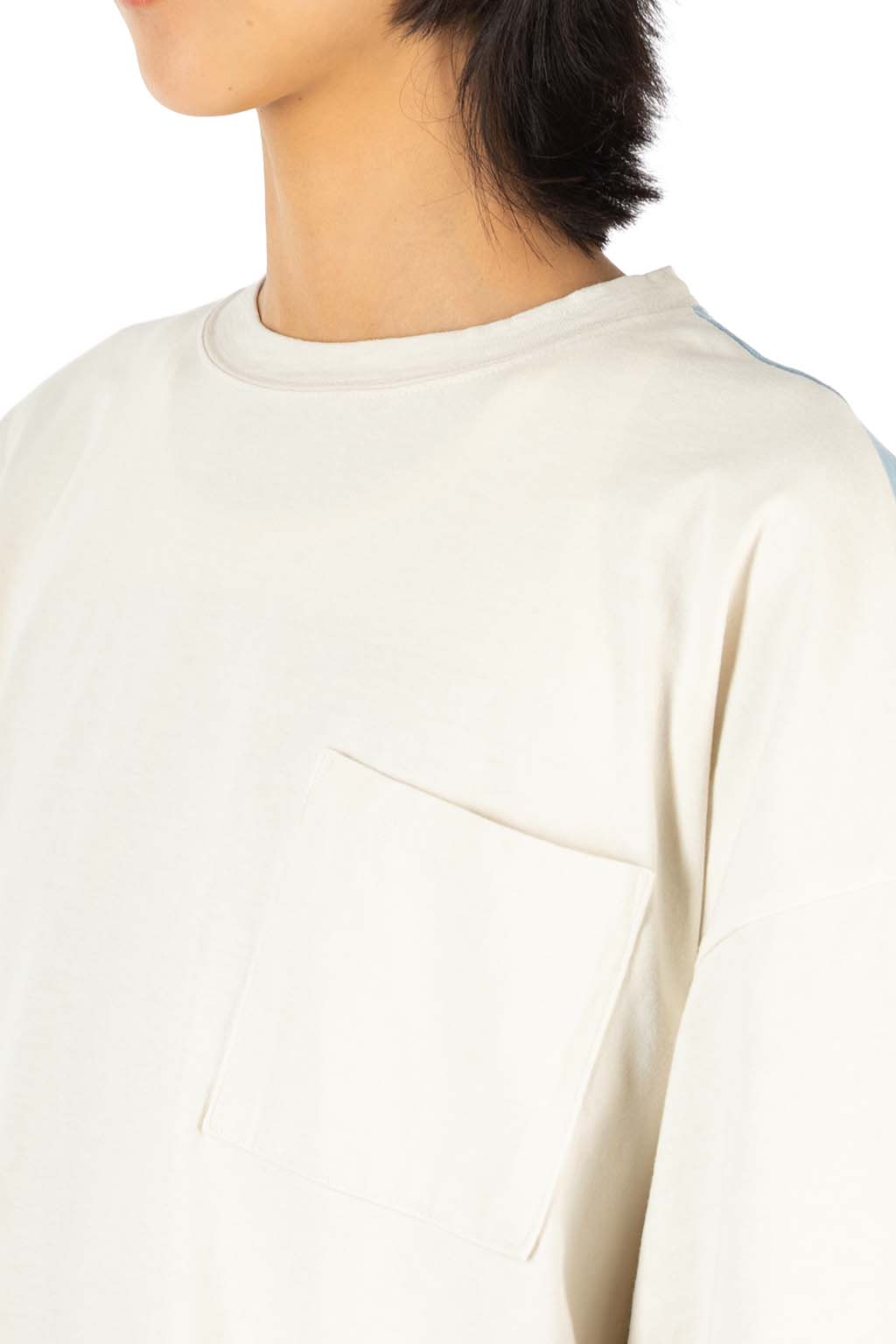 Kapital - Jersey 2TONES BIG Pocket T (BONE) - Natural x Sax