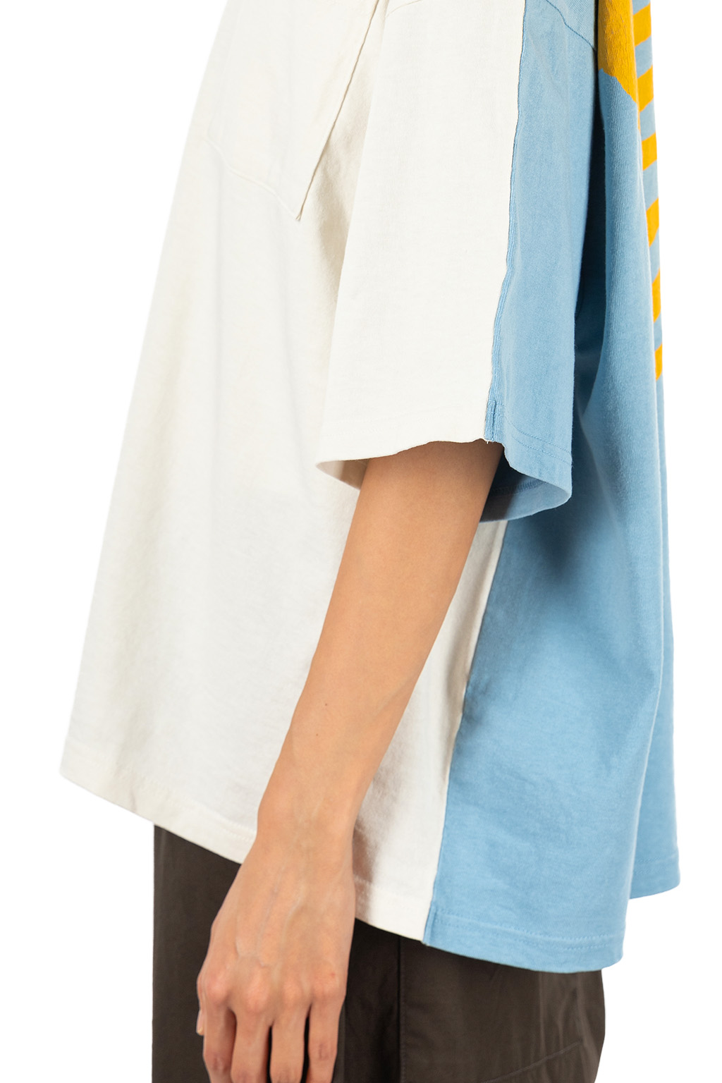 Kapital - Jersey 2TONES BIG Pocket T (BONE) - Natural x Sax