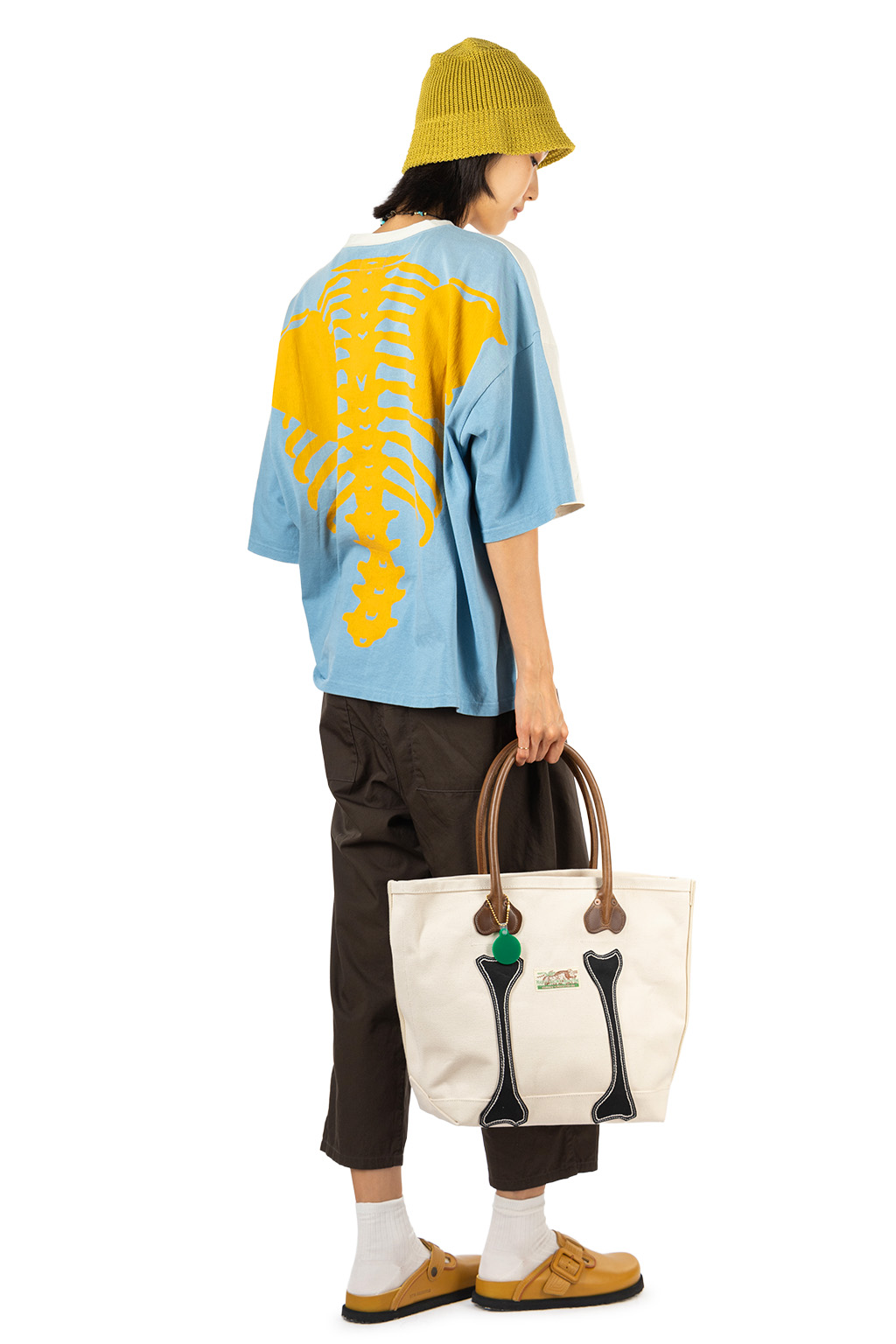 Kapital - Jersey 2TONES BIG Pocket T (BONE) - Natural x Sax