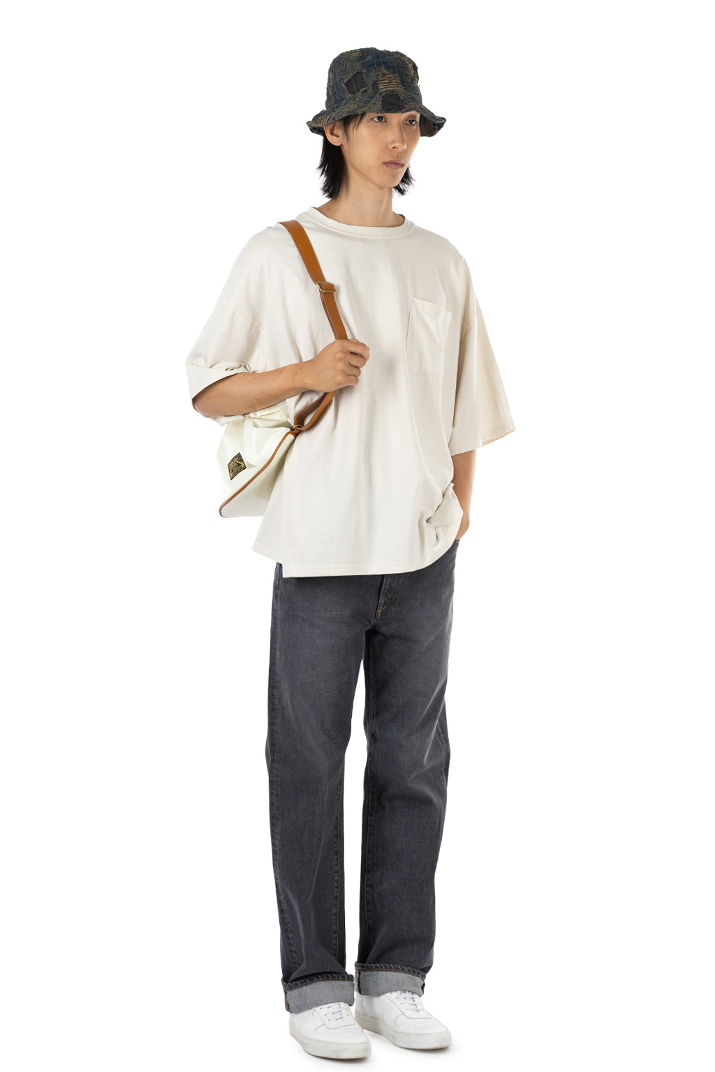 Kapital Jersey 2TONES BIG Pocket T (BONE) - Tricolor