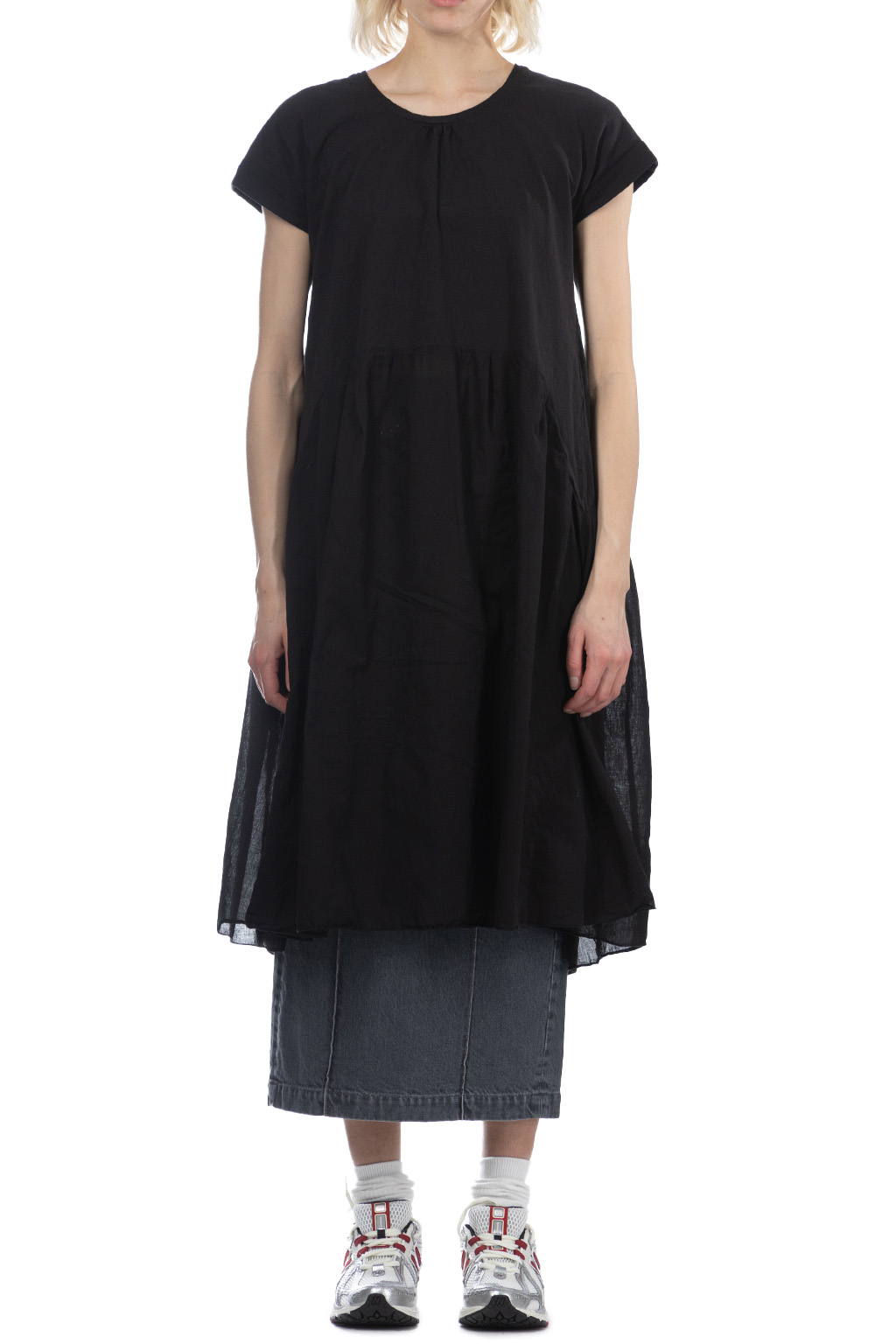 Kapital - Jersey x Single Gauze AURORA Dress - Black