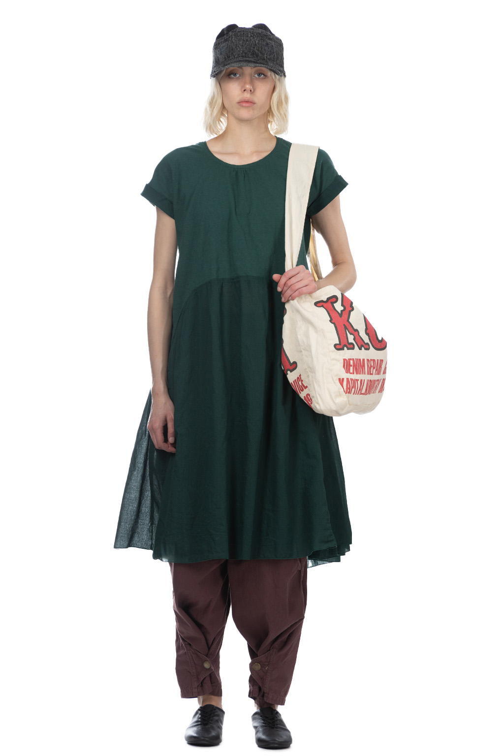 Kapital | Jersey x Single Gauze AURORA Dress - Green | Women 