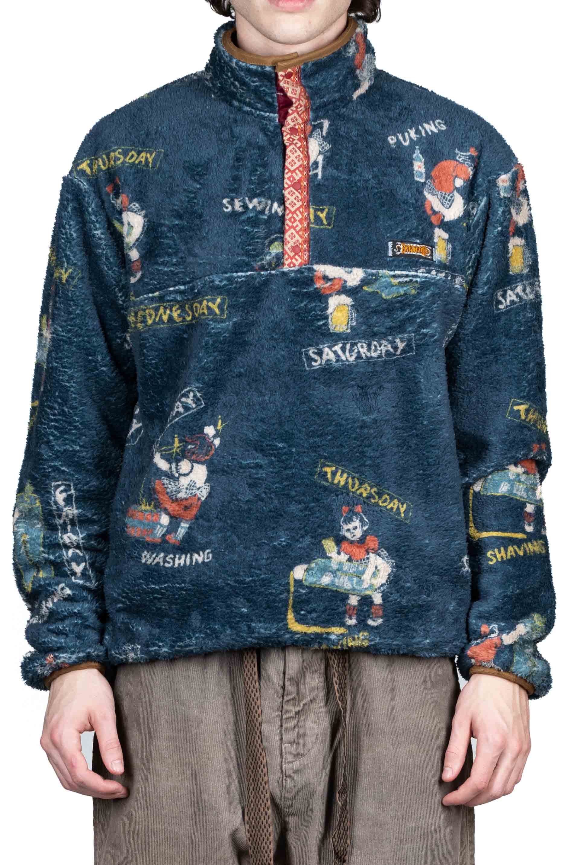 Kapital Kountry Calendar Fleece Pullover  - Navy