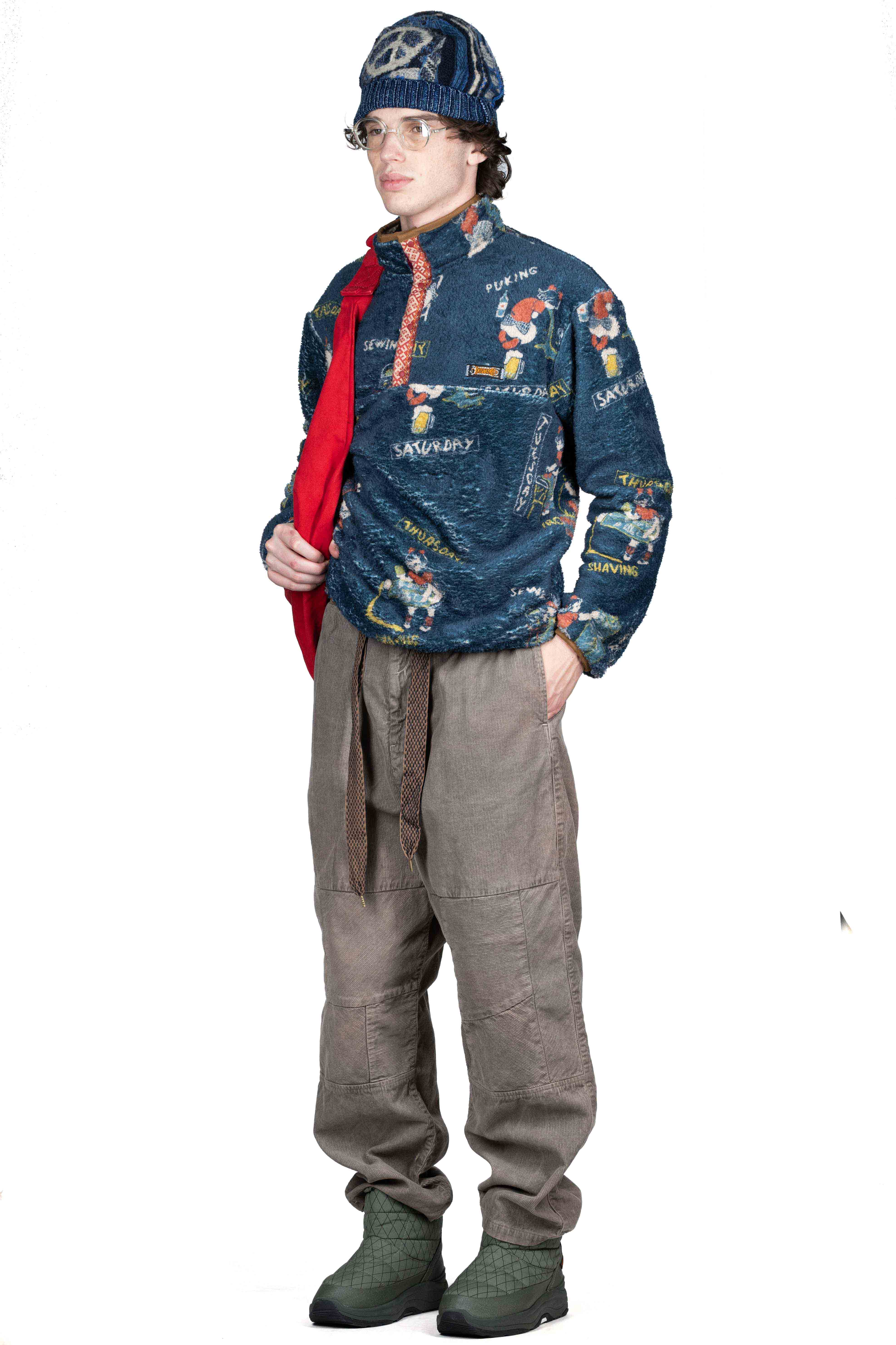 Kapital Kountry Calendar Fleece Pullover  - Navy