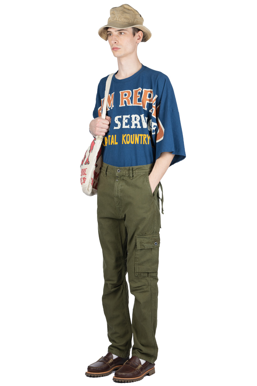 Kapital Light Canvas RINGOMAN Cargo Pants - Khaki