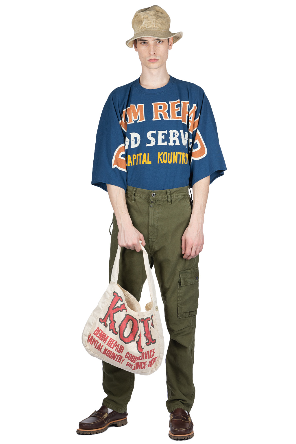 Kapital Light Canvas RINGOMAN Cargo Pants - Khaki