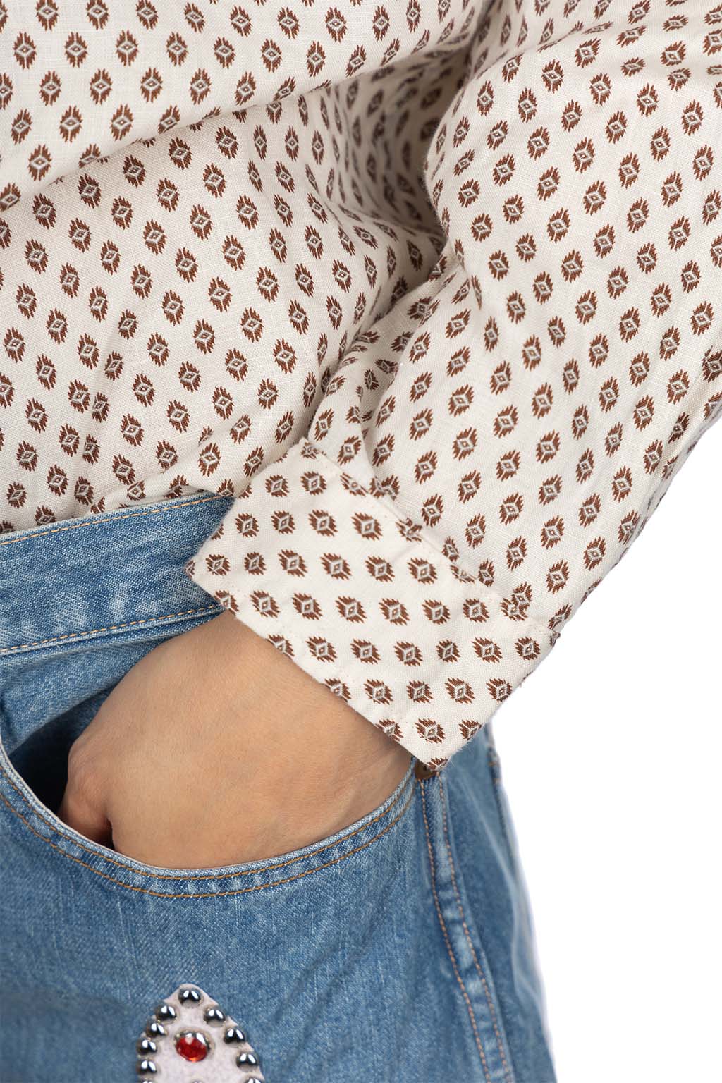 Kapital - Linen CHIMA-MON Stand Collar Shirt